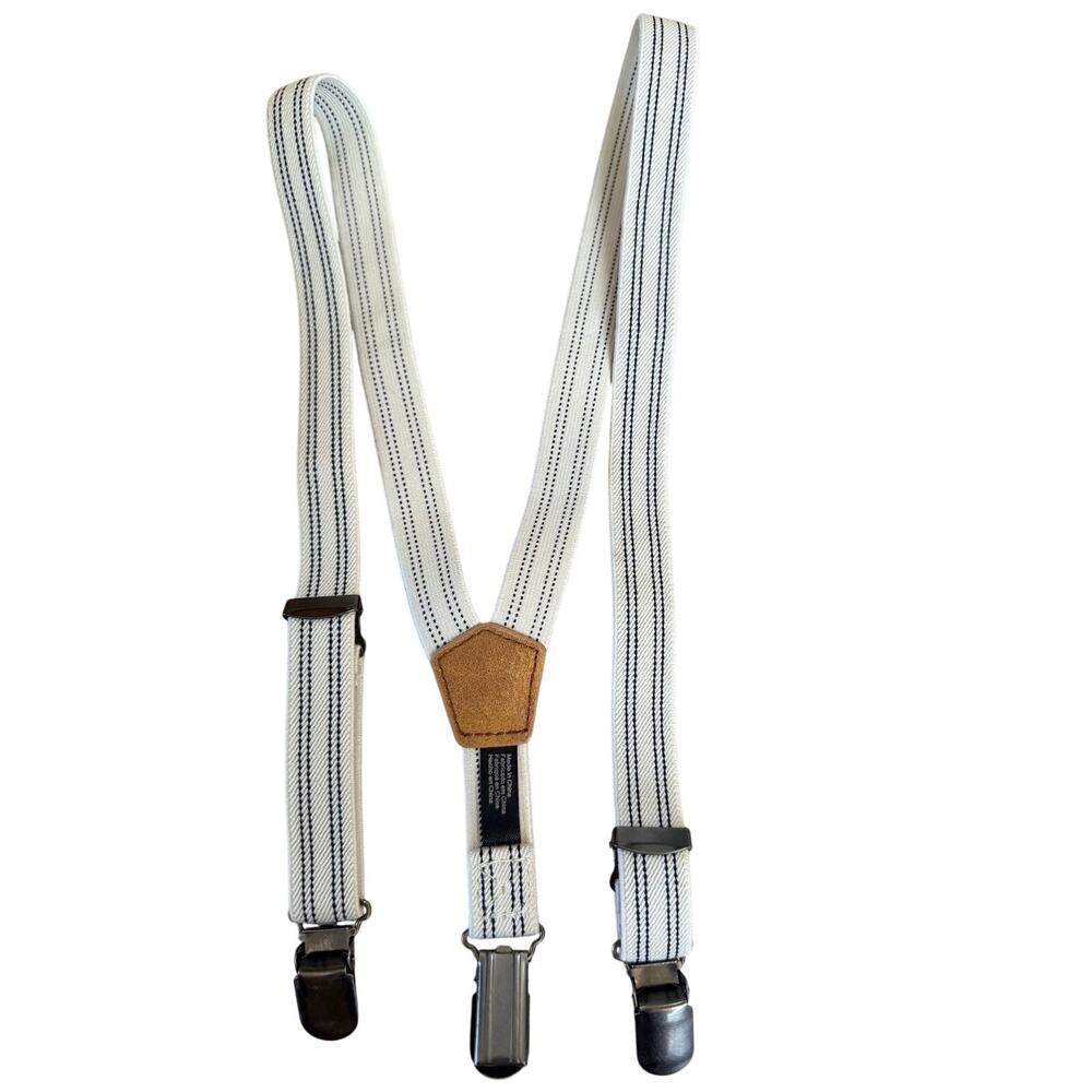 H&M Tan and Blue Suspenders with Adjustable Elastic Straps